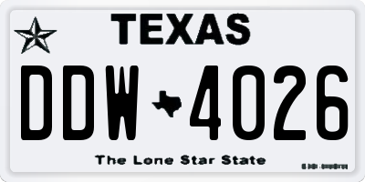 TX license plate DDW4026