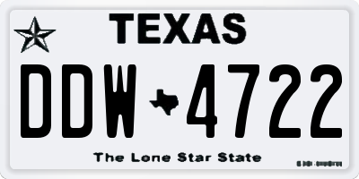 TX license plate DDW4722