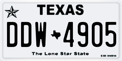 TX license plate DDW4905