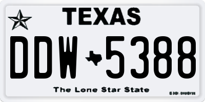 TX license plate DDW5388