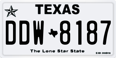 TX license plate DDW8187