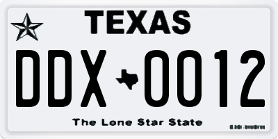 TX license plate DDX0012