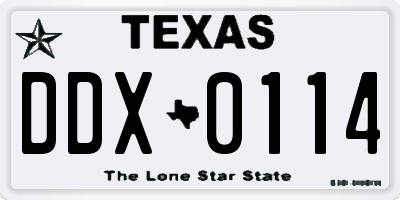 TX license plate DDX0114