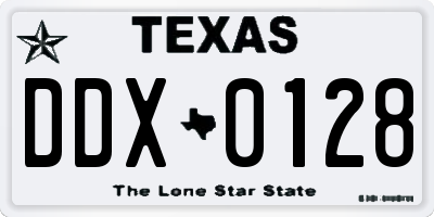 TX license plate DDX0128