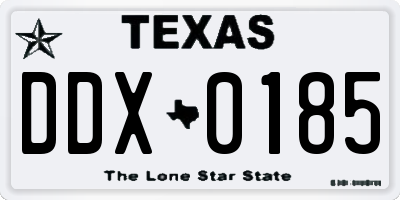 TX license plate DDX0185