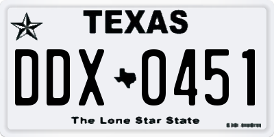 TX license plate DDX0451