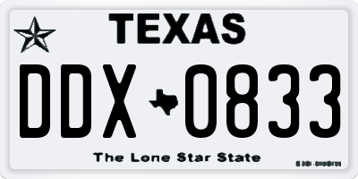 TX license plate DDX0833