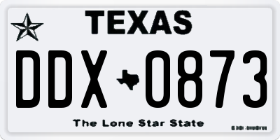 TX license plate DDX0873