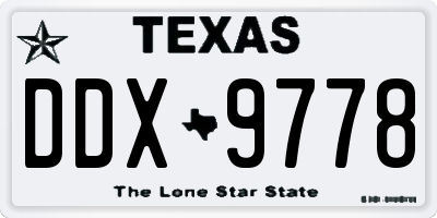 TX license plate DDX9778