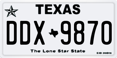 TX license plate DDX9870