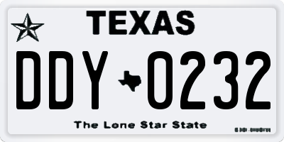 TX license plate DDY0232