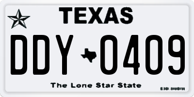 TX license plate DDY0409