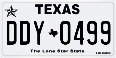 TX license plate DDY0499