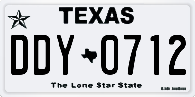 TX license plate DDY0712