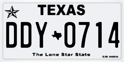 TX license plate DDY0714