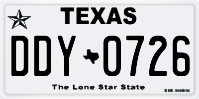 TX license plate DDY0726