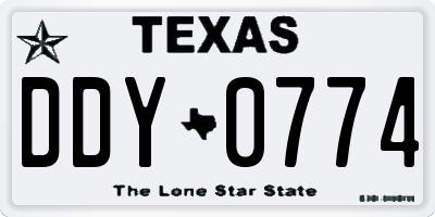 TX license plate DDY0774
