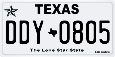 TX license plate DDY0805