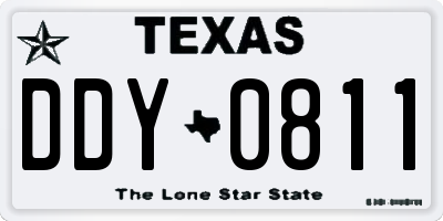 TX license plate DDY0811