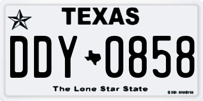 TX license plate DDY0858