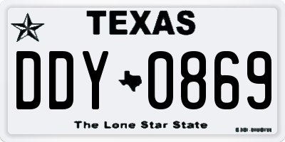 TX license plate DDY0869