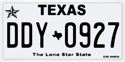 TX license plate DDY0927