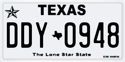 TX license plate DDY0948