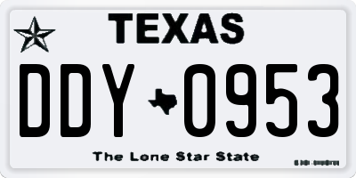 TX license plate DDY0953