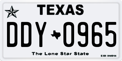 TX license plate DDY0965