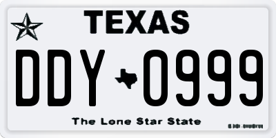 TX license plate DDY0999