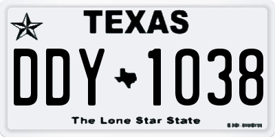 TX license plate DDY1038
