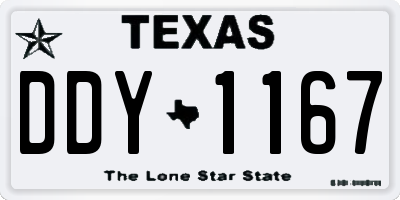 TX license plate DDY1167