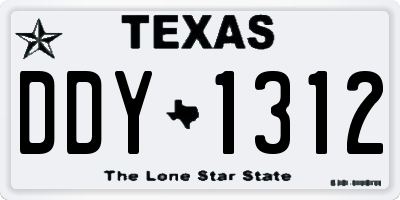 TX license plate DDY1312