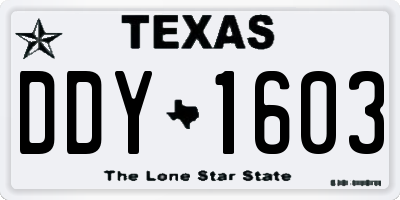 TX license plate DDY1603