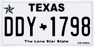 TX license plate DDY1798