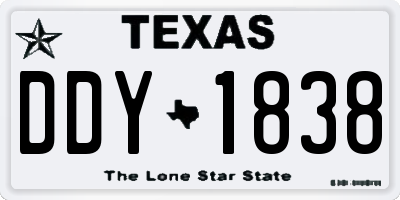 TX license plate DDY1838