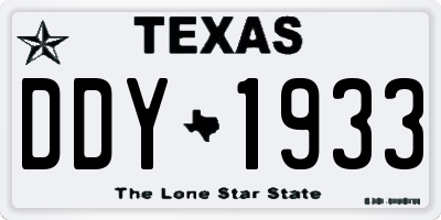 TX license plate DDY1933
