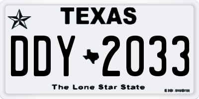 TX license plate DDY2033