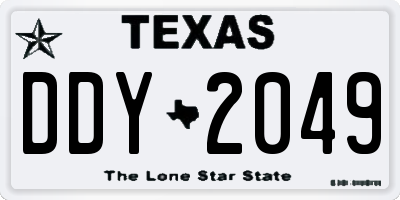 TX license plate DDY2049