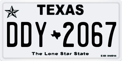 TX license plate DDY2067