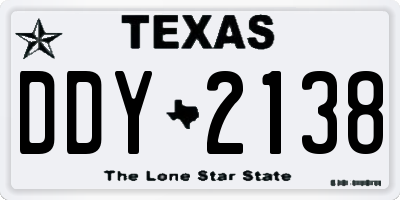 TX license plate DDY2138