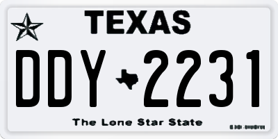 TX license plate DDY2231