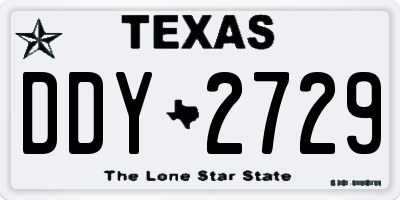TX license plate DDY2729