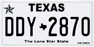 TX license plate DDY2870
