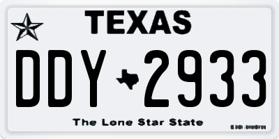 TX license plate DDY2933