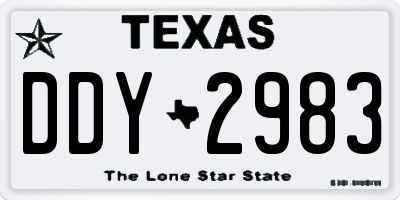 TX license plate DDY2983