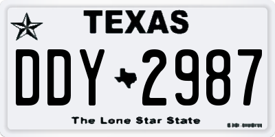 TX license plate DDY2987