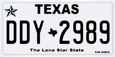 TX license plate DDY2989