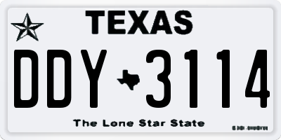 TX license plate DDY3114
