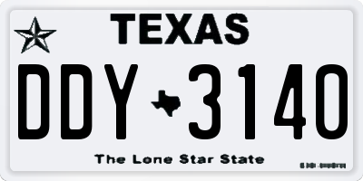 TX license plate DDY3140